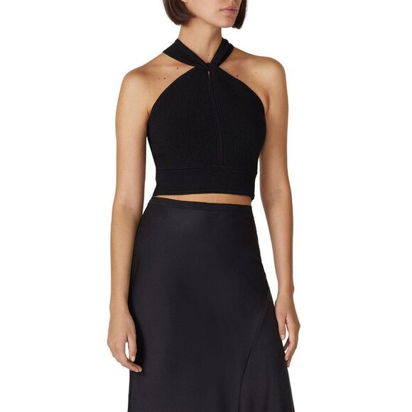 Club Monaco Raeni Black Ribbed Knit Sweater Halter Top Women's Size X-Large XL - Picture 1 of 11